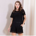 Spring and summer new women's lace wide-leg pants suit high-end large size two-piece suit