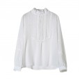 Spring new niche silk lace shirt ladies long sleeve shirt mulberry silk white shirt