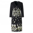 Early Spring New V-neck Heavy Industry Embroidery Slim Waist Seven-point Sleeve Women's One-Step Skirt Dress