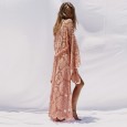 Bohemian plus size women's holiday style with long lace cardigan