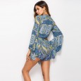 Autumn and winter new casual holiday style printed jumpsuit
