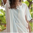 New spring new women's robe short-sleeved cotton and linen split big swing dress women's clothing