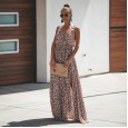 Women's New Summer Dress Bohemian V-neck Digital Print Lace Beach Women's Long Skirt