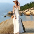 Bohemian solid color suspenders fairy long swing dress women's hot dress