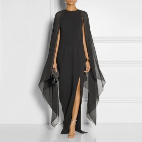 Spring new women's chiffon dress fashion queen fan dress