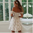 Spring's first new wrapped chest strapless printed dress ladies slim waist skirt