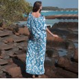 Summer dress printed V-neck bat sleeve long skirt female robe