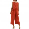Spring and summer new fashion women's V-neck strap sexy solid color jumpsuit