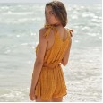 New summer sexy yellow suspenders stitching jumpsuit women