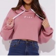 Autumn and winter new tops simple short paragraph hooded hooded sweater female embroidery bottoming clothes sportswear tide