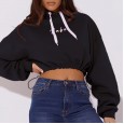 Autumn and winter new tops simple short paragraph hooded hooded sweater female embroidery bottoming clothes sportswear tide