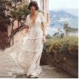 Women's Bohemian Ruffled Floral V-Neck Dress