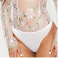Fashion sexy stand collar long sleeve one-piece lace shirt