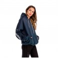 Spring and autumn new bat sleeve pocket plus velvet thick hooded hooded sweater women's jacket