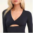 Autumn sexy bag hip elastic khaki long-sleeved slim dress women's new products