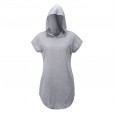 Summer new V-neck loose large size women's shirt hooded sweater short-sleeved t-shirt