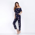 Summer hot sexy jumpsuit women's chiffon micro horn printed casual pants