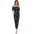 Summer hot sexy jumpsuit women's chiffon micro horn printed casual pants