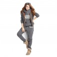 Autumn and winter women's casual suit hooded fleece thick sweater three-piece suit