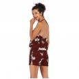 Women's Spring / Summer Sleeveless Printed Jumpsuit Halter Halter Sexy Shorts