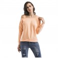 Spring new long-sleeved t-shirt women's sense of off-the-shoulder loose large size women's tops