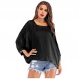 Spring and summer new top solid color bat sleeve T-shirt bottoming shirt
