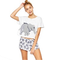 Summer new sweet cute elephant print fashion wild cartoon classic short sleeve t-shirt female
