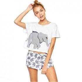 Summer new sweet cute elephant print fashion wild cartoon classic short sleeve t-shirt female
