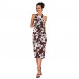 Summer new women's strapless sleeveless round neck printed chiffon dress
