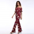One-shoulder strapless waist waist snow yarn jumpsuit trousers cuffs tied rope jumpsuit female summer goods