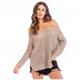 Spring and autumn women's long-sleeved sweater tops fashion inside and outside strapless sweater