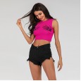 Fashionable New Women's Sleeveless Vest Personalized Printed Backless Short Naked Top