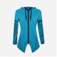 Spring new sleeve back letter printed shirt long sleeve rear split fur fleece zipper hooded sweater coat female