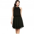 Women's New Waist Chiffon Vest Skirt Women's Off Shoulder Ruffle Dress