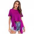 Summer new cross knotted round neck short sleeve T-shirt women's shirt loose irregular bottoming shirt