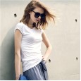 Spring and summer new women's simple backless t-shirt slim short-sleeved solid color bottoming shirt