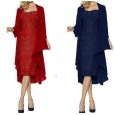 Summer women's V-neck irregular dress two-piece tide