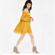 Spring hot sale word collar sexy big swing skirt in the sleeves loose solid color off-the-shoulder dress women