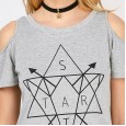 Summer new geometric element sexy strapless women's T-shirt fashion short sleeve top