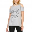 Summer new geometric element sexy strapless women's T-shirt fashion short sleeve top