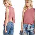 New summer women's irregular split openback sleeveless vest women's tops
