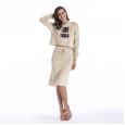 Autumn and winter women's hooded sweater mid-length skirt casual fashion suit