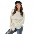 Women's sweater tops autumn and winter new sexy round neck casual solid color sweater women