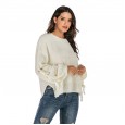 Women's sweater tops autumn and winter new sexy round neck casual solid color sweater women