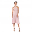 Summer pink hanging neck straps waist dress dress cutout long skirt