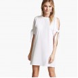 Summer new solid color women's T-shirt mid-length splicing short-sleeved top