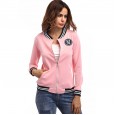 M-shaped badge zipper jacket women's stand collar long-sleeved slim jacket baseball uniform