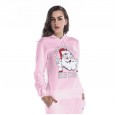 New Women's Santa Hooded Top Drawstring Long Sleeve Casual Loose Sweater Plus Velvet