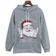 New Women's Santa Hooded Top Drawstring Long Sleeve Casual Loose Sweater Plus Velvet