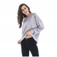 Spring and autumn new round neck personalized back letter T-shirt large size sweater women's long section